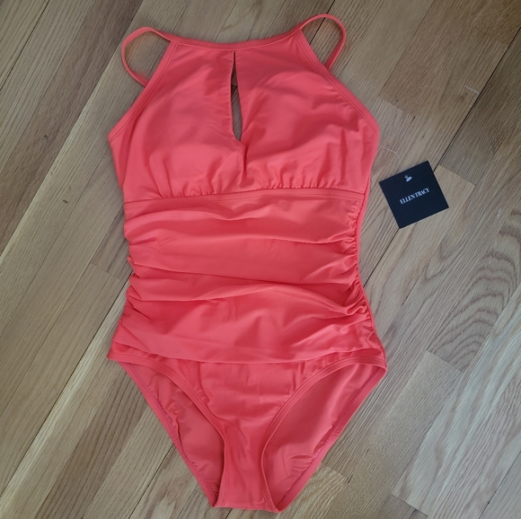 Ellen Tracy Swim Ellen Tracy Women High Neck Over The Shoulder One